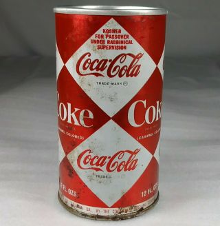 Old Coca Cola Diamond Pattern Pull Tab Top Soda Can Kosher For Passover Jewish