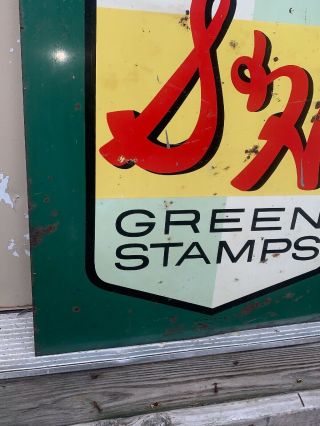 Vintage S&H Green Stamp Metal Double Sided Sign 20 X 29.  5” 3