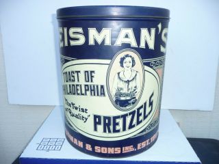 Vintage Reisman Toast Of Philadelphia Pretzels Tin Can Est 1917 H - 12  X W - 10