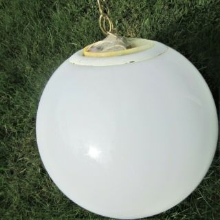 MID - CENTURY 1960 ' s MODERN WHITE GLASS SPHERE FULL MOON BIG BALL CHANDELIER LAMP 3