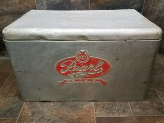 Vintage Pearl Lager Xxx Beer Aluminum Ice Chest Lidded Handled Aluminum Cooler