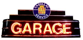 " Garage " Service Neon Sign With Cadillac Decal
