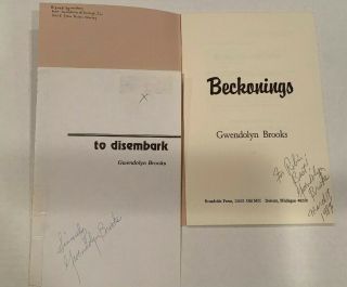Gwendolyn Brooks Beckonings Signed And Signed Page Of To Disembark