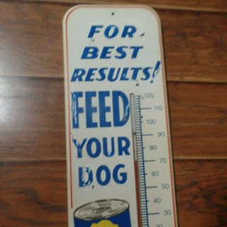 Vintage Ken L Ration Dog Food Pet Farm Thermometer Sign - Graphics