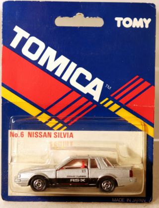 Dte Carded Japan Tomy Tomica Pocket Car No 6 Silver/black Nissan Silvia Niop