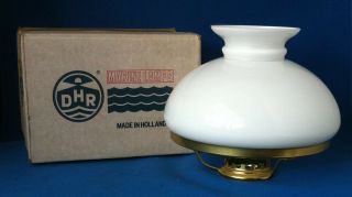 Nos Dhr Marine Oil Lamp White Opal Glass Shade 7 3/8 " Fitter Made In Holland