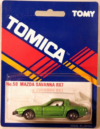 Dte Carded Japan Tomy Tomica Pocket Car No.  50 Green Mazda Savanna Rx7 Niop
