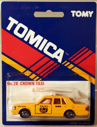 Dte Carded Japan Tomy Tomica Pocket Car No.  28 Dark Yellow Toyota Crown Taxi Nip