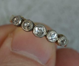 Victorian 18ct Gold & Platinum Old Cut Diamond Bezel Set Five Stone Ring D0228