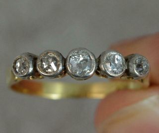Victorian 18ct Gold & Platinum Old Cut Diamond Bezel Set Five Stone Ring d0228 2