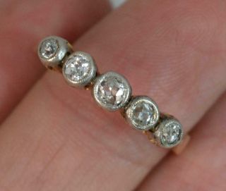 Victorian 18ct Gold & Platinum Old Cut Diamond Bezel Set Five Stone Ring d0228 3