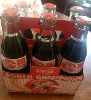 Coca Cola Classic Cincinnati Reds World Champions Commemorative 6 Pack Bottles
