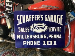 Very Rare Vintage Porcelain Ford Sales And Service Garage Sign Model A Model T