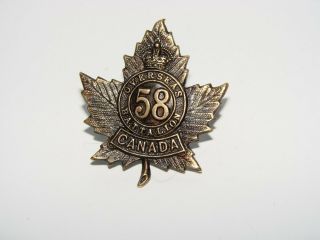 Canada Ww1 Cef Collar Badge The 58th Battalion 2nd Pattern