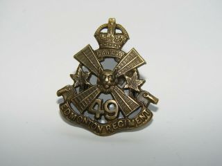 Canada Ww1 Cef Collar Badge The 49th Battalion 2nd Pattern Jr Gaunt London