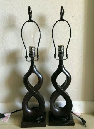 25 " Tall Wooden Infinity Shaped Table Lamp Bases With Finials