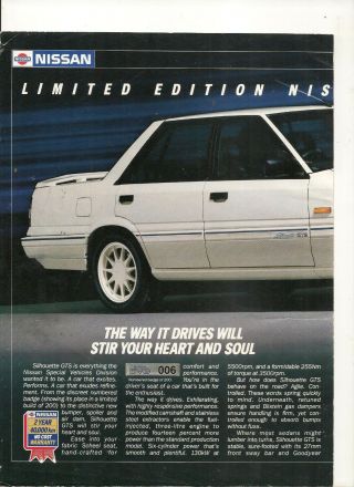 Vintage 1988 Nissan Silhouette Gts Australian 2 Page Color Advert