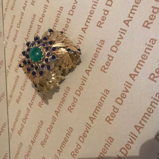 Vintage Solid 18 K Gold Bracelet With Natural Emerald And Sapphire