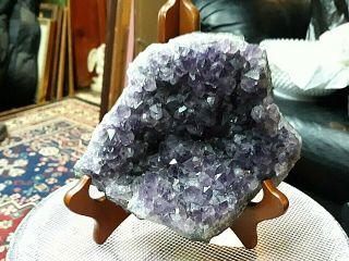 Vtg Large Amethyst Geologist Mineral Crystal Energy Geode Specimen Rock 3lbs 6oz