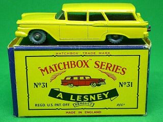 Matchbox Lesney No.  31b Ford Fairlane Station Wagon Rarer ' C ' Box (RARE YELLOW) 2