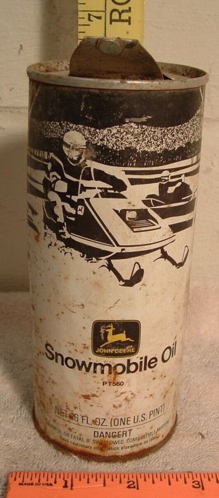 Vintage John Deere Snowmobile Engine Motor Oil Tin Pint Can