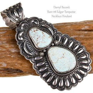 Darryl Becenti Squash Blossom Necklace Pendant Rare 8 Edgar Turquoise Navajo