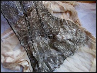 Gorgeous Antique French Shimmering Silver Metal Metallic Lace Flounce Trim Fab