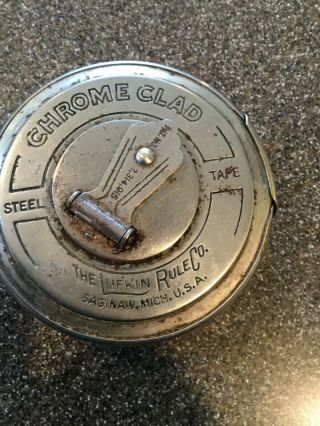 Vintage Lufkin Rule Co.  Chrome Clad Steel Tape Measure 144 " Pat No.  2,  314,  915