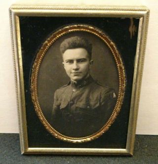 Ww1 Soldier Photograph.  Awesome 3rd Army Patch.  Vintage Frame.