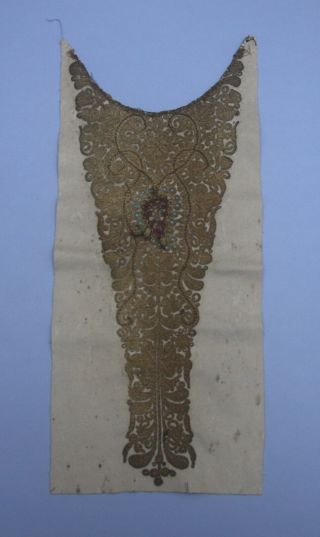 Antique Turkish Ottoman Gold Metallic Thread Embroidered Panel