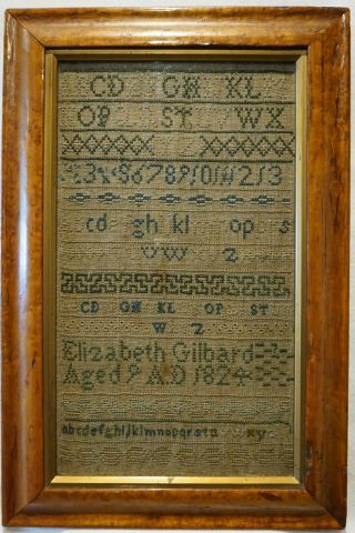 Early 19th Century Alphabet Sampler By Elizabeth Gilbard Aged 9 - 1824