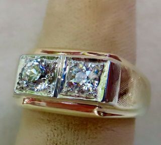 Mens Vintage.  80 Ct Old European Cut Double G - H Vs1 Diamond 14k Yellow Gold Ring