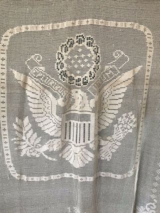 Rare Antique Mary Card Design Usa Great Seal Hand Crocheted 56 " X 66 " Panel 1918
