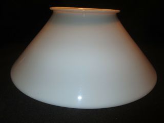 Antique 13 3/4 " Milk Glass Slant Shade Iron Horse Lamps