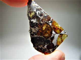 MUSEUM QUALITY CRYSTALS BRAHIN PALLASITE METEORITE 3.  411 GMS 3