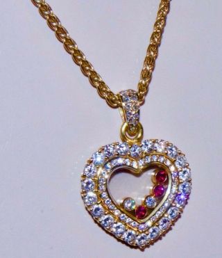 Stunning Vintage Chopard 18k Yellow Gold Diamond & Ruby Happy Pendant Necklace