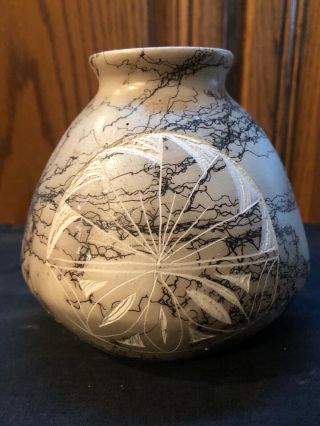 Navajo Indian Sun Horse Hair Pottery Handcrafted By Artist Vail.