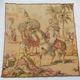 Vintage French Arabian Scene Tapestry Wall Hanging 90x96cm T175