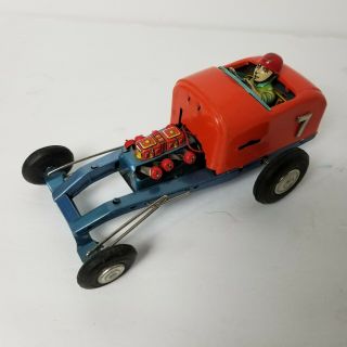 Rare Vintage Hot Rod Battery Car Japan Tin Toy 7 Race Cars Driver Toys Drag