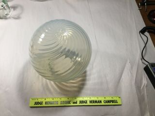 Antique 8” Opalescent Swirl Glass Ball 4”fitter Ceiling Globe Vtg