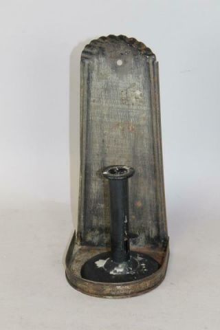 Rare 19th C England Tin Hanging Candle - Lamp Sconce In Old Surface
