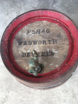 Vintage Wooden Beer Barrel Wadsworth Of Devizes With Brass Tap 2