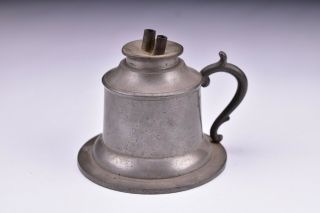 American Pewter Whale Oil Lamp 19th Century 5