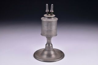 American Pewter Whale Oil Lamp 19th Century 4
