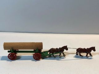 Moko Toys Farmette Series No.  1 Log Wagon And Two Horses Made In England