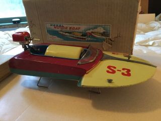 Vintage Model Motor Boat S - 3 D.  C.  Sakai Seisakusho Toyko Japan With Motor & Box