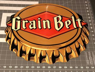 Rare 1950 Grain Belt Beer Bottle Cap Metal Sign Dated Marked Survivor