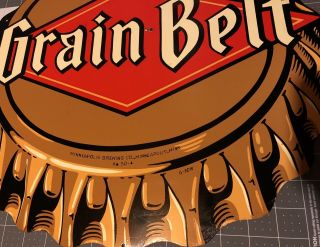 RARE 1950 Grain Belt Beer Bottle Cap Metal Sign Dated Marked Survivor 3