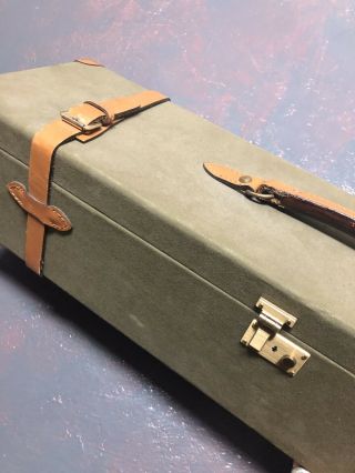 Vintage Shotgun Case 2 Gun Hard Box Safe Canvas Leather Brass O/u Storage