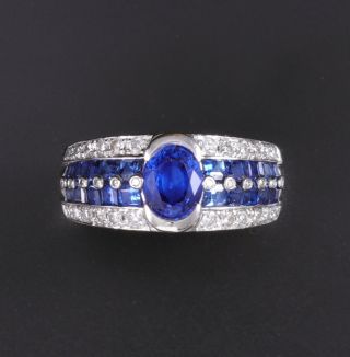 Incredible Platinum 3.  3 Ct Diamond Natural Ceylon Blue Sapphire Estate Ring